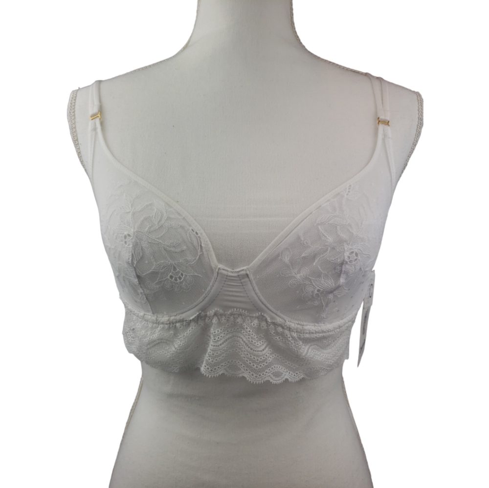 Chantelle NWT Lace Bralette Size 32C in White Adjustable Retail $78 Wedding